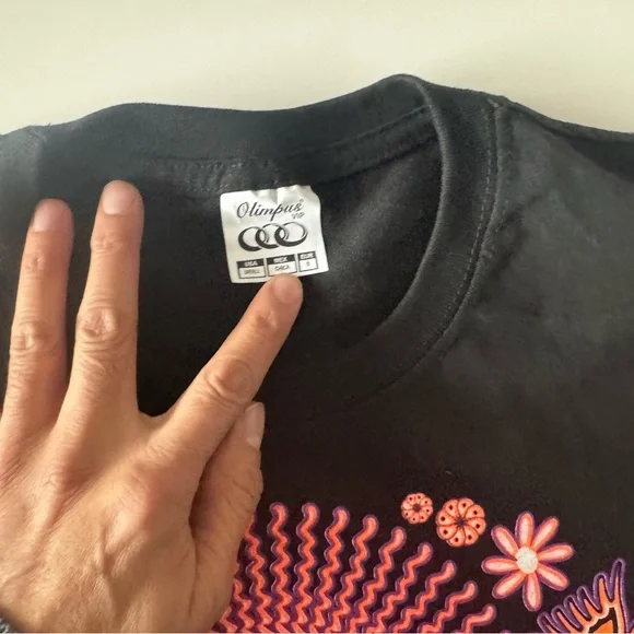 Black Graphic Tee with Colorful Skull Design - Picture 2 of 3